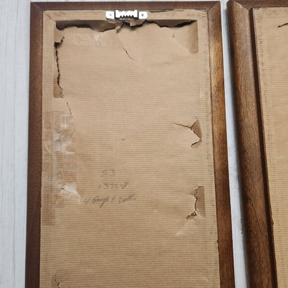 Vintage Maio Framed Big Eye Girls Ballerinas Framed Wall Hanging Art Set of Two - Picture 4 of 8